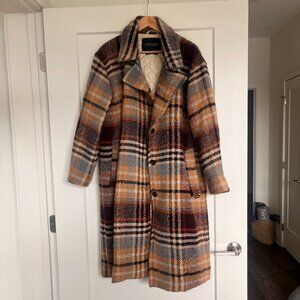 Scotch & Soda Single-breasted Oversized Bouclé Coat In Brown- Large